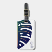 Blaues tropisches Leaf, weißes Gepäckchen Gepäckanhänger (Vorderseite vertikal)