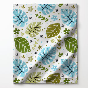 Blaues tropisches Monstera-Leaf-Muster Stoff