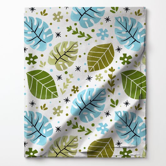 Blaues tropisches Monstera-Leaf-Muster Stoff