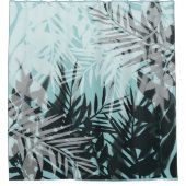 Blaues tropisches Muster Duschvorhang (Vorderseite)