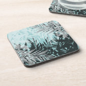 Blaues tropisches Muster Getränkeuntersetzer (Linke Seite)