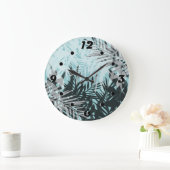 Blaues tropisches Muster Große Wanduhr (Zuhause)