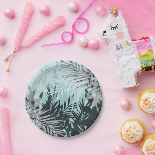 Blaues tropisches Muster Pappteller (Party)