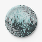 Blaues tropisches Muster Pappteller (Vorderseite)