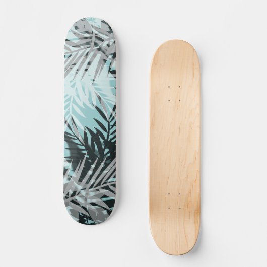 Blaues tropisches Muster Skateboard (Vorderseite)