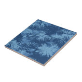 Blaues tropisches Palmenblatt Fliese (Seite)