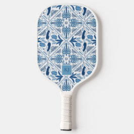 Blaues tropisches Palmkastental Mit Monogramm Pickleball Schläger