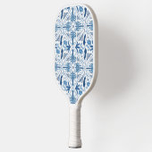 Blaues tropisches Palmkastental Mit Monogramm Pickleball Schläger (Links)