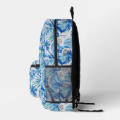 Blaues tropisches Wasserfarbmuster Bedruckter Rucksack (Rechts)