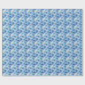 Blaues tropisches Wasserfarbmuster Geschenkpapier (Flach)