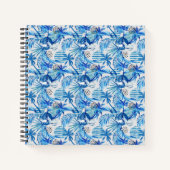 Blaues tropisches Wasserfarbmuster Notizblock (Vorderseite)