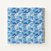 Blaues tropisches Wasserfarbmuster Notizblock (Rückseite)