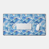 Blaues tropisches Wasserfarbmuster Schreibtischunterlage (Tastatur & Maus)