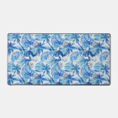 Blaues tropisches Wasserfarbmuster Schreibtischunterlage (Vorderseite)