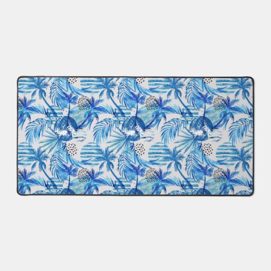 Blaues tropisches Wasserfarbmuster Schreibtischunterlage (Vorderseite)