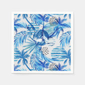 Blaues tropisches Wasserfarbmuster Serviette (Vorderseite)