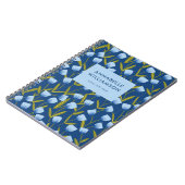 Blaues Tulpen-Blumenmuster Notizblock (Linke Seite)