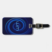 Blaues Turbulenz-Monogramm-personalisierter Gepäckanhänger (Vorderseite horizontal)