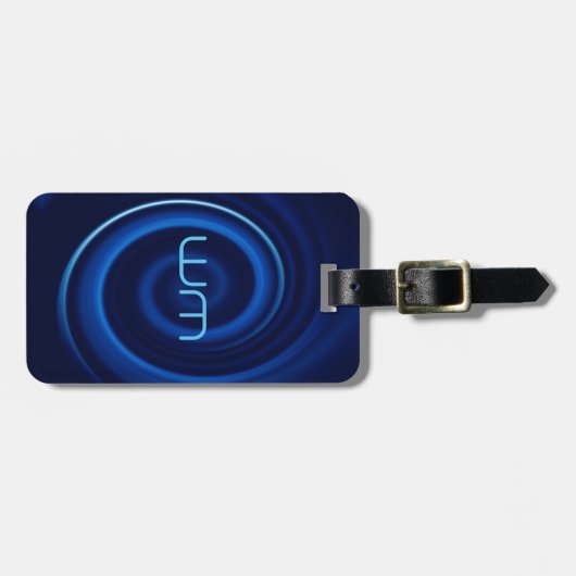 Blaues Turbulenz-Monogramm-personalisierter Gepäckanhänger (Vorderseite horizontal)