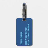 Blaues Turbulenz-Monogramm-personalisierter Gepäckanhänger (Rückseite vertikal)