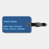 Blaues Turbulenz-Monogramm-personalisierter Gepäckanhänger (Rückseite horizontal)