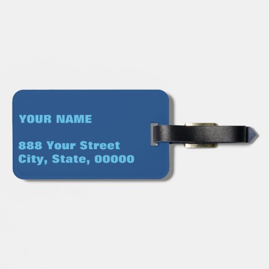 Blaues Turbulenz-Monogramm-personalisierter Gepäckanhänger (Rückseite horizontal)