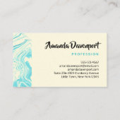 Blaues Türkis Agate Marble Design Moderne Visitenkarte (Rückseite)