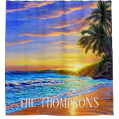 Blaues Türkis Duschvorhang (Vorderseite)