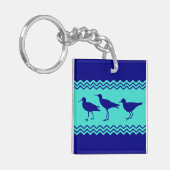 Blaues Türkis-Flussuferläufer-Vogel-Küstenmuster Schlüsselanhänger (Vorderseite links)