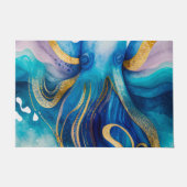 Blaues Türkis-Gold Octopus Doormat Fußmatte (Vorderseite)
