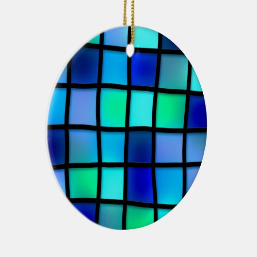 Blaues Türkis Grün Lila verkleidete Glaskunst Keramik Ornament (Rechts)