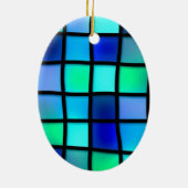 Blaues Türkis Grün Lila verkleidete Glaskunst Keramikornament (Hinten)