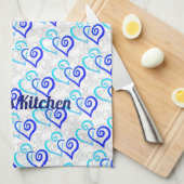 Blaues Türkis-Linked Herz Art Muster Geschirrtuch (Viertel Falte)