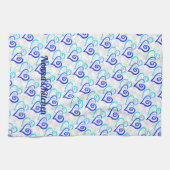 Blaues Türkis-Linked Herz Art Muster Geschirrtuch (Horizontal)