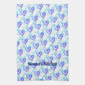 Blaues Türkis-Linked Herz Art Muster Geschirrtuch (Vertikal)