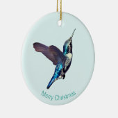 Blaues Türkisblau Hummingbird Keramik Ornament (Rechts)