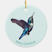 Blaues Türkisblau Hummingbird Keramik Ornament (Hinten)