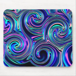 Blaues türkisfarbenes Lila-rosa Spiralkunstmuster Mousepad