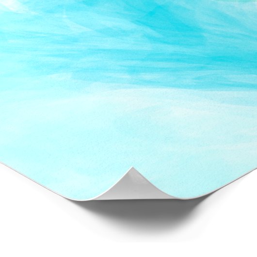 Blaues, türkisfarbenes Meer - digitale Fluid Art Poster (Ecke)