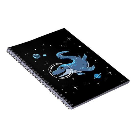 Blaues Tylosaurus Dinos im Weltraum Notizblock (Rechte Seite)