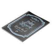 Blaues Typografie-Tafel-Babyparty-Gast-Buch Notizblock (Linke Seite)