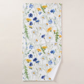 Blaues u. gelbes Blumenmuster Badehandtuch (Badehandtuch)
