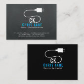 blaues u. graues Elektrikerlogo-Entwurfsgeschäft Visitenkarte (Vorne/Hinten)