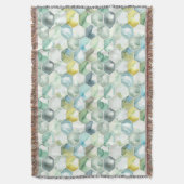 Blaues u. grünes Aquarell Honycomb Muster Decke (Vorderseite Vertikal)