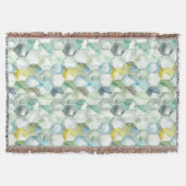 Blaues u. grünes Aquarell Honycomb Muster Decke (Vorderseite)