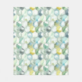 Blaues u. grünes Aquarell Honycomb Muster Fleecedecke (Vorderseite)