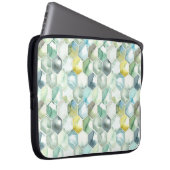 Blaues u. grünes Aquarell Honycomb Muster Laptopschutzhülle (Vorne Rechts)