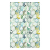 Blaues u. grünes Aquarell Honycomb Muster Mini Klemmbrett (Rückseite)