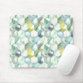 Blaues u. grünes Aquarell Honycomb Muster Mousepad (Mit Mouse)