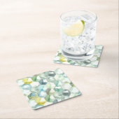 Blaues u. grünes Aquarell Honycomb Muster Rechteckiger Pappuntersetzer (Vor Ort)